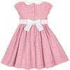 Organic Short Sleeve Sateen Dress with Peter Pan Collar, Pink Lattice Floral - Dresses - 2 - thumbnail