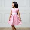 Organic Short Sleeve Sateen Dress with Peter Pan Collar, Pink Lattice Floral - Dresses - 3 - thumbnail