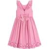 Organic Ruffle Collar Party Dress with Eyelet Embroidery, Classic Pink - Dresses - 2