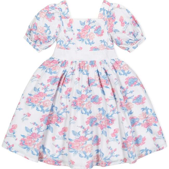 Organic Short Sleeve Puff Sleeve Party Dress, Bouquet Floral - Dresses - 1