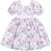 Organic Short Sleeve Puff Sleeve Party Dress, Bouquet Floral - Dresses - 1 - thumbnail