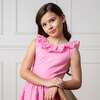 Organic Ruffle Collar Party Dress with Eyelet Embroidery, Classic Pink - Dresses - 4
