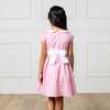 Organic Short Sleeve Sateen Dress with Peter Pan Collar, Pink Lattice Floral - Dresses - 5 - thumbnail