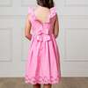 Organic Ruffle Collar Party Dress with Eyelet Embroidery, Classic Pink - Dresses - 5