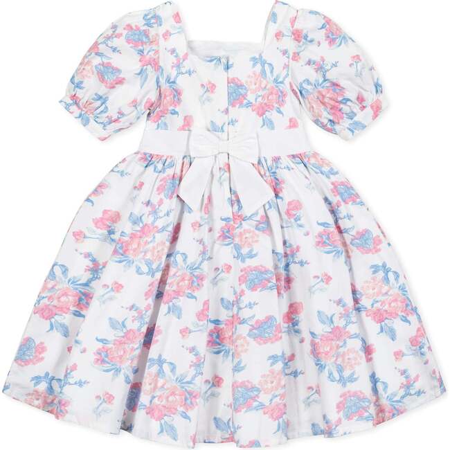 Organic Short Sleeve Puff Sleeve Party Dress, Bouquet Floral - Dresses - 2