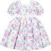 Organic Short Sleeve Puff Sleeve Party Dress, Bouquet Floral - Dresses - 2 - thumbnail