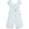 Linen Puff Sleeve Smocked Waist Jumpsuit, Coastal Cottage Floral - One Pieces - 1 - thumbnail