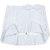 Linen Pull-On Pleated Bow Skort, White Court Pinstripe - Skirts - 2 - thumbnail