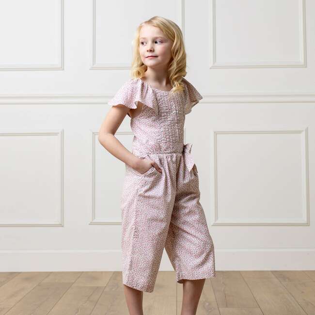 Organic Flutter Sleeve Pintuck Jumpsuit, Vintage Petal Ditsy - One Pieces - 3