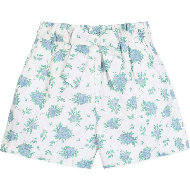 Pull-On Cinched Waist Linen Short, Coastal Cottage Floral - Shorts - 1