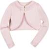 Organic Cropped Special Detail Sweater Cardigan, Pale Pink Scallop - Sweaters - 1 - thumbnail