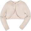 Organic Cropped Special Detail Sweater Cardigan, Light Oatmeal Scallop - Sweaters - 1 - thumbnail