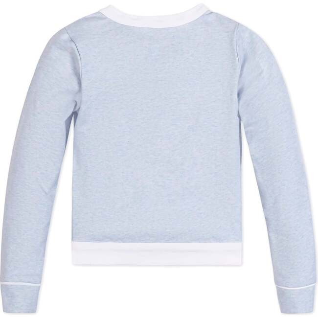 Organic French Terry Contrast Trim Cardigan, Light Blue Heather - Sweaters - 2