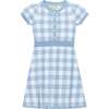 Organic Short Sleeve Button Front Sweater Dress, Classic Blue Gingham - Dresses - 1 - thumbnail