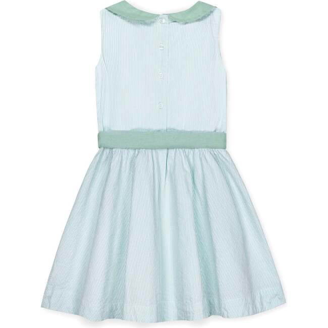 Organic Peter Pan Collar Seersucker Dress, Mint Seersucker - Dresses - 2