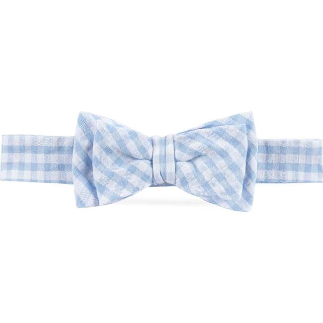 Classic Seersucker Bow Tie, Classic Blue Gingham - Bowties & Ties - 1