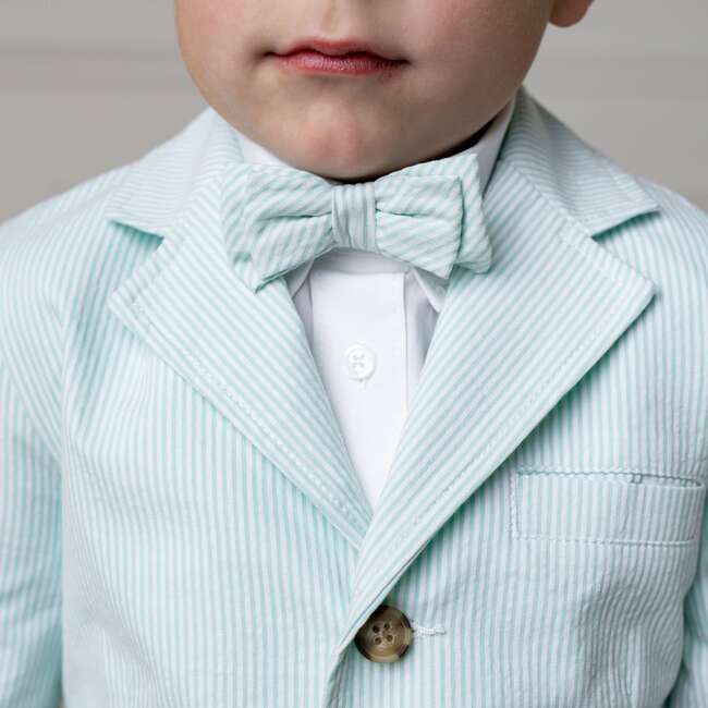 Classic Seersucker Bow Tie, Mint Seersucker - Bowties & Ties - 3