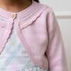 Organic Cropped Special Detail Sweater Cardigan, Pale Pink Scallop - Sweaters - 5 - thumbnail