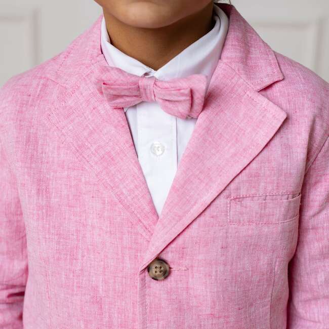 Classic Linen Bow Tie, Rose Linen - Bowties & Ties - 3
