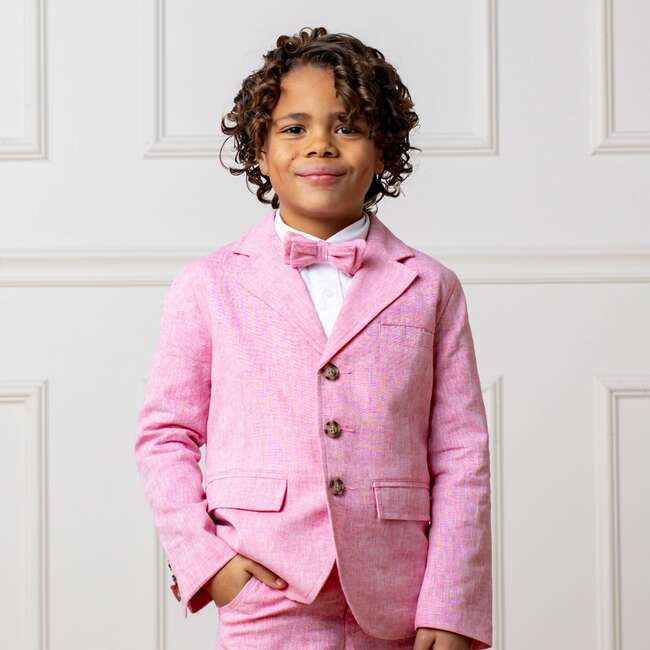 Classic Linen Bow Tie, Rose Linen - Bowties & Ties - 2