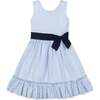 Organic Sleeveless Special Occasion Seersucker Party Dress with Cross Back, Classic Blue Gingham - Dresses - 1 - thumbnail