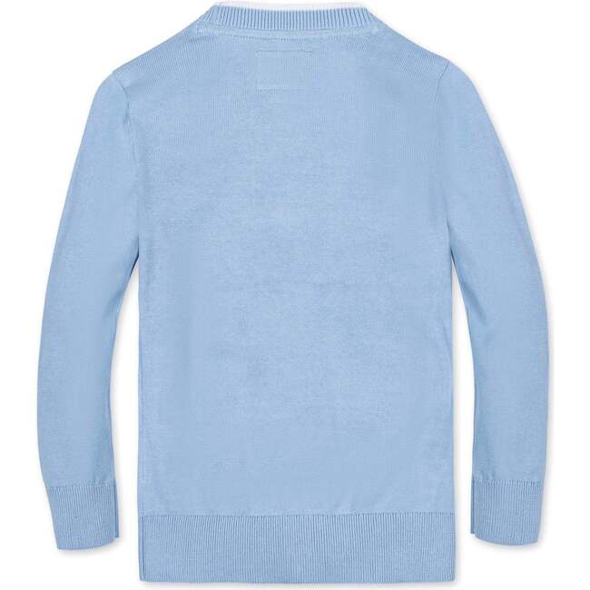 Organic Long Sleeve Tipped Cardigan Sweater, Classic Blue - Sweaters - 2