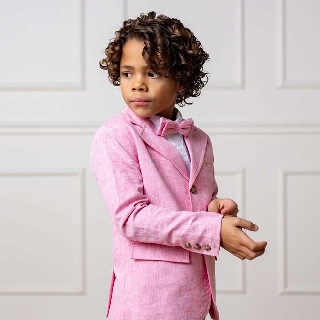 Classic Linen Bow Tie, Rose Linen - Bowties & Ties - 4