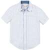 Linen Short Sleeve Button Down Shirt, White Court Pinstripe - Button Downs - 1 - thumbnail