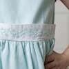 Organic Round Collar Sateen Party Dress with Embroidered Sash, Pale Green - Dresses - 4 - thumbnail