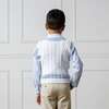 Organic V-Neck Cricket Sweater Vest, White with Blue and Pink - Sweaters - 5 - thumbnail