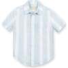 Linen Short Sleeve Button Down Shirt, Coastal Cottage Stripe - Button Downs - 1 - thumbnail