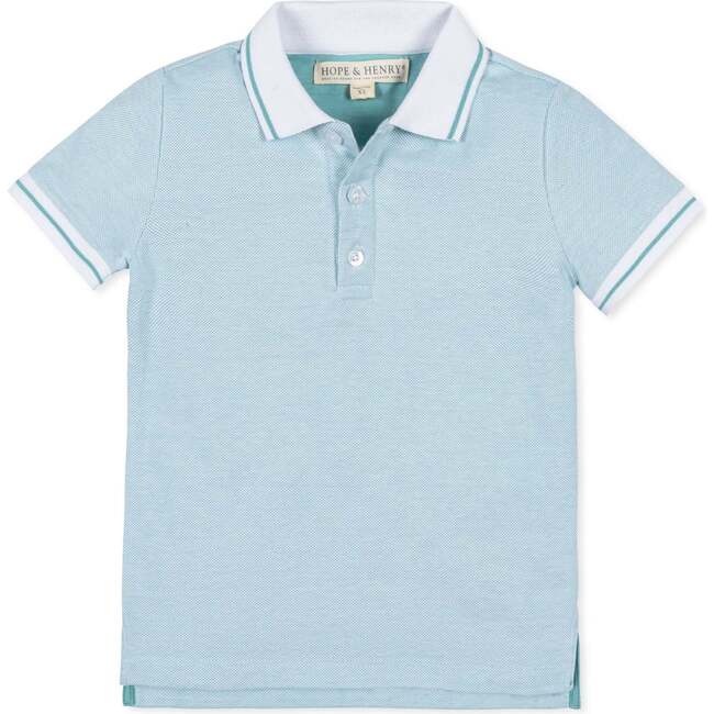 Organic Short Sleeve Knit Pique Polo Shirt, Robin's Egg Blue - Polo Shirts - 1