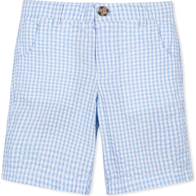 Organic Seersucker Short, Classic Blue Gingham - Shorts - 1