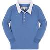 Organic Long Sleeve Rugby Shirt, Coastal Blue - Shirts - 1 - thumbnail