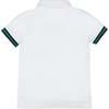Organic Short Sleeve Knit Pique Polo Shirt, White with Navy and Green - Polo Shirts - 2 - thumbnail