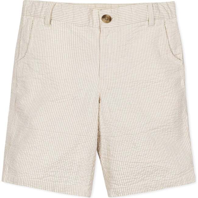 Organic Seersucker Short, Tonal Tan Seersucker - Shorts - 1