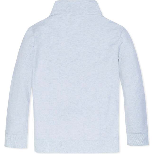 Organic Long Sleeve French Terry Half-Zip Pullover, Light Blue Heather - Sweaters - 2