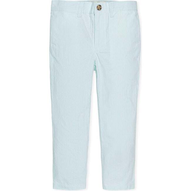 Organic Seersucker Suit Pant, Mint Seersucker - Pants - 1