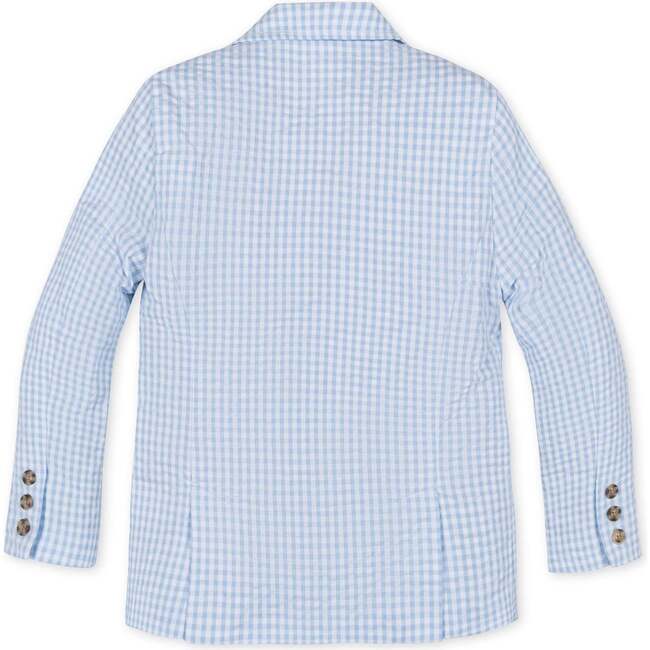 Organic Classic Seersucker Suit Jacket, Classic Blue Gingham - Blazers & Sport Coats - 2