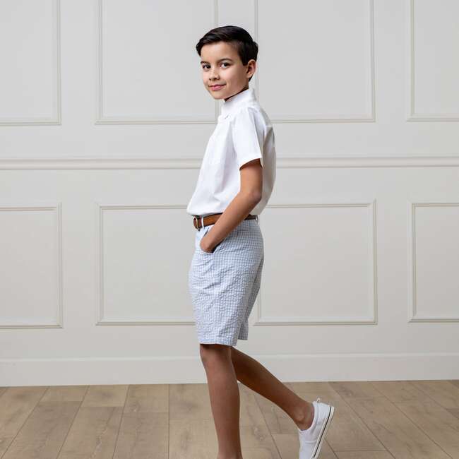 Organic Seersucker Short, Classic Blue Gingham - Shorts - 3
