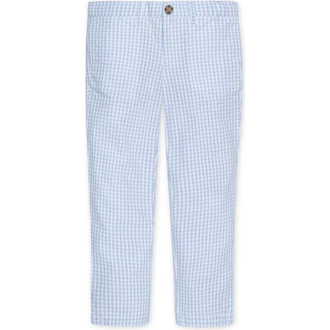 Organic Seersucker Suit Pant, Classic Blue Gingham - Pants - 1