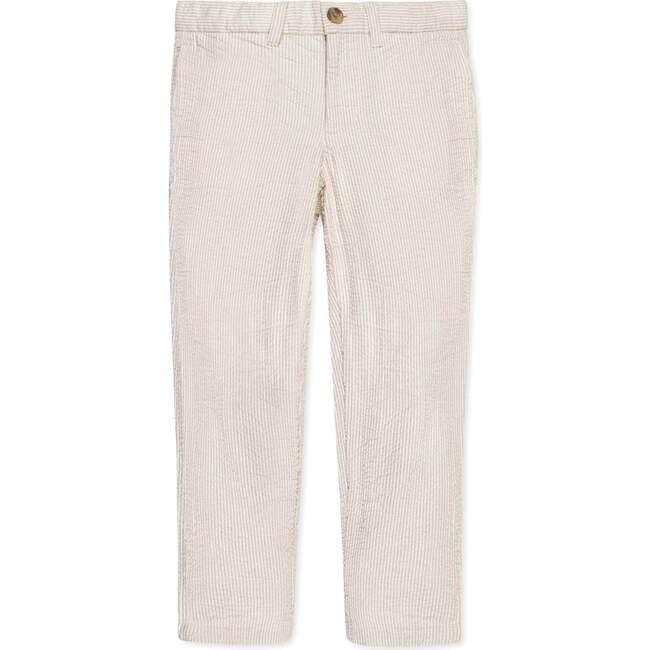 Organic Seersucker Suit Pant, Tonal Tan Seersucker - Pants - 1