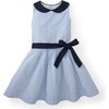 Organic Peter Pan Collar Seersucker Dress, Blue Seersucker - Dresses - 1 - thumbnail