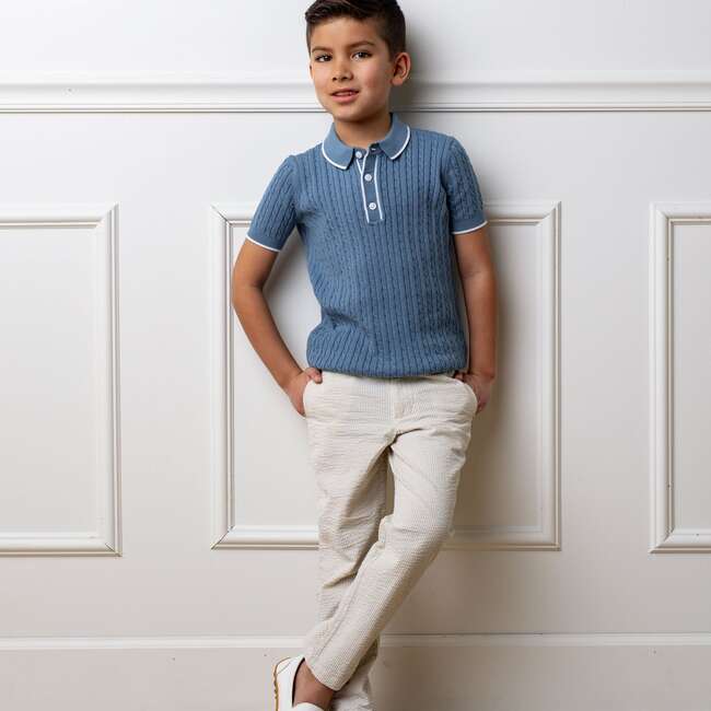 Organic Seersucker Suit Pant, Tonal Tan Seersucker - Pants - 3