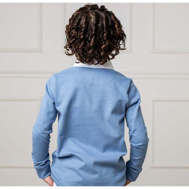 Organic Long Sleeve Rugby Shirt, Coastal Blue - Shirts - 5