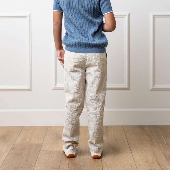 Organic Seersucker Suit Pant, Tonal Tan Seersucker - Pants - 5