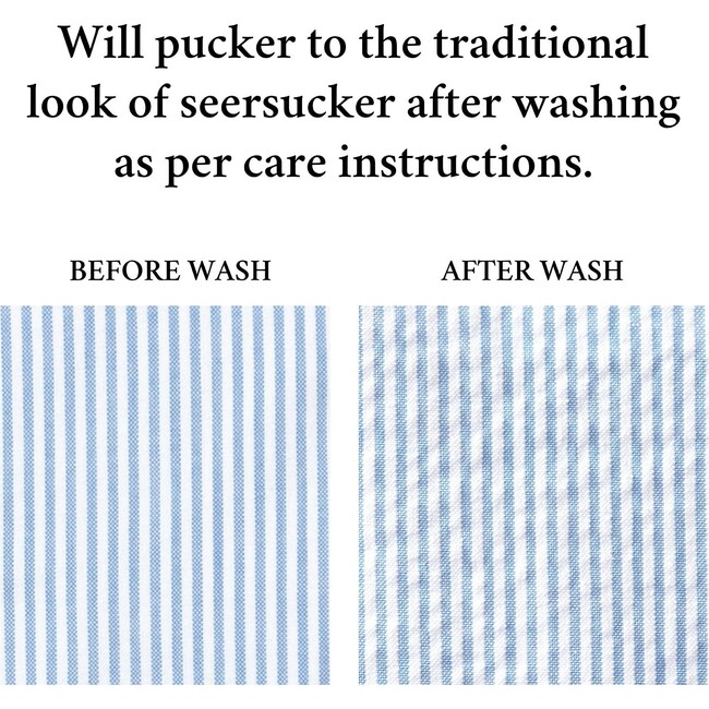 Organic Peter Pan Collar Seersucker Dress, Blue Seersucker - Dresses - 5