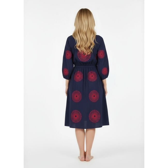 Solange Women's Popover Dress Navy Flower Embroidery, Navy - Dresses - 4