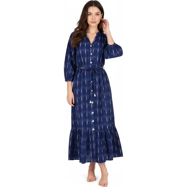 Juliette Women's shirtdress Indigo Blue Ikat, Indigo