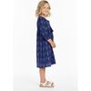 Sara Girl's Popover Dress Indigo Ikat, Blue - Dresses - 4